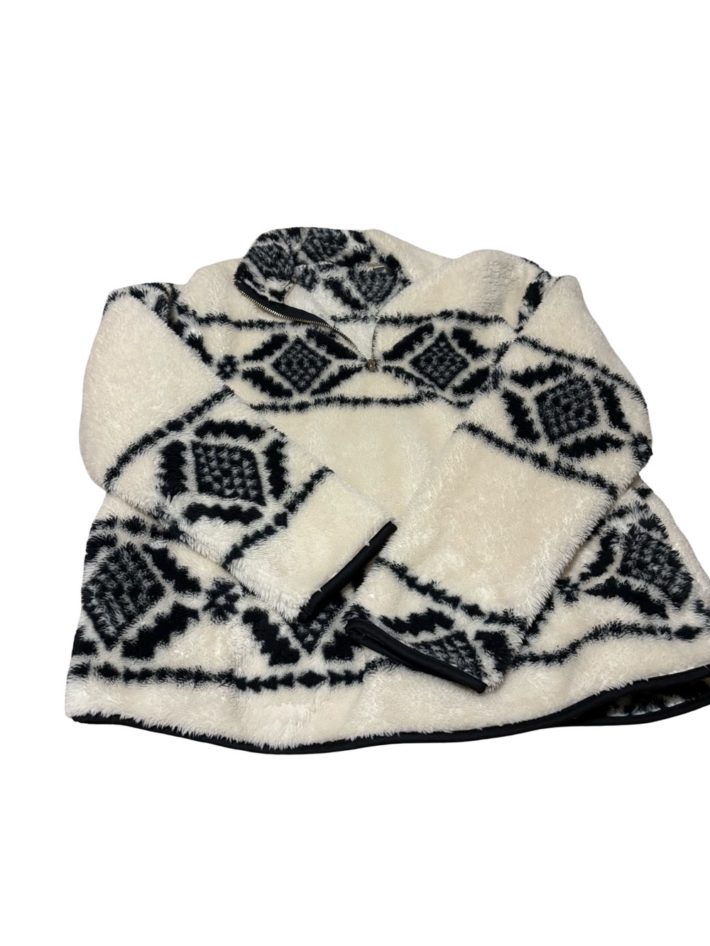 Large Knapp Studio Aztec pullover - soft zip up pullover black and cream